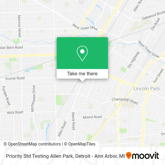 Priority Std Testing Allen Park map