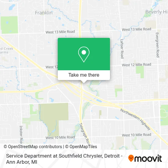 Service Department at Southfield Chrysler map