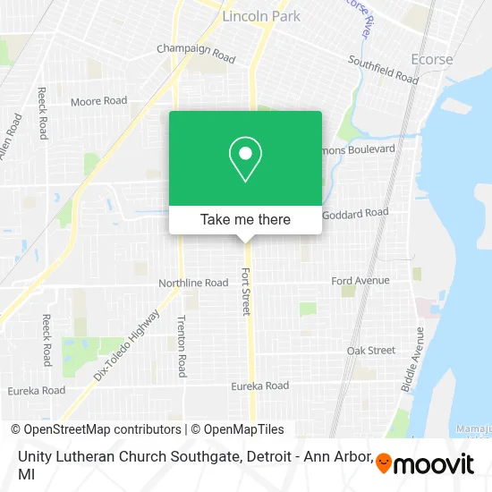 Unity Lutheran Church Southgate map