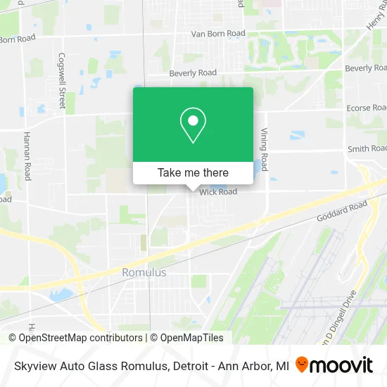 Skyview Auto Glass Romulus map