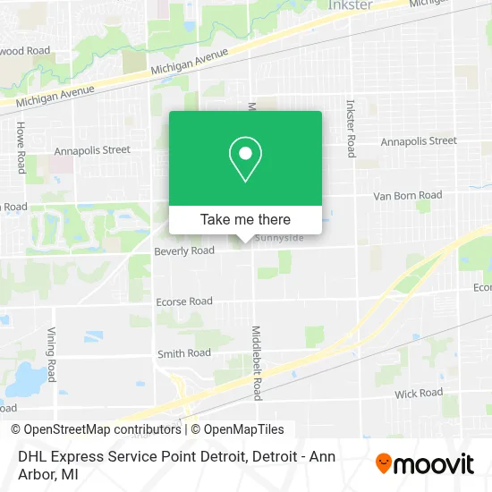 DHL Express Service Point Detroit map