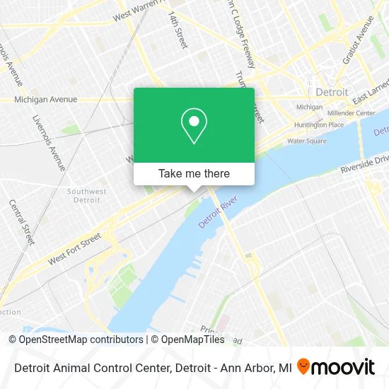 Detroit Animal Control Center map
