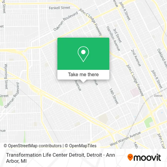 Transformation Life Center Detroit map