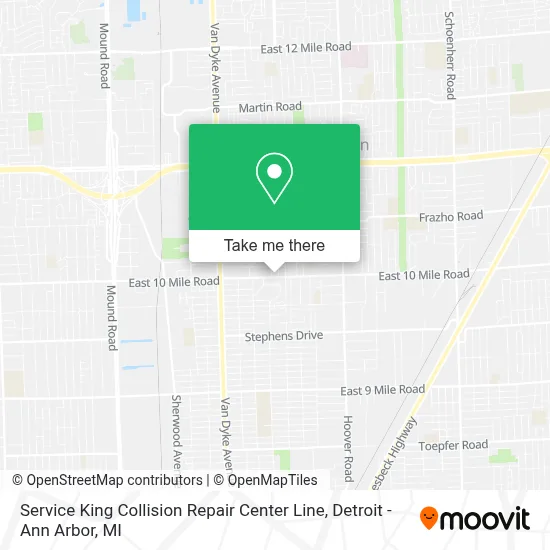 Service King Collision Repair Center Line map