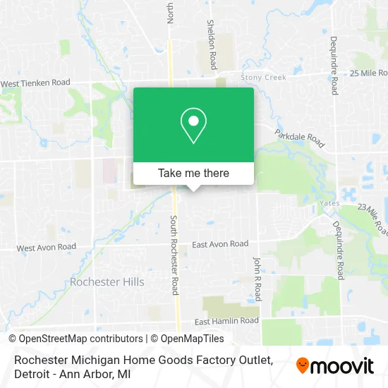 Rochester Michigan Home Goods Factory Outlet map