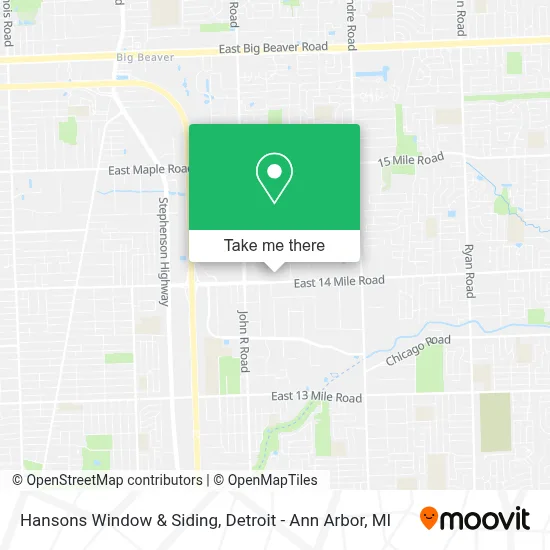 Hansons Window & Siding map