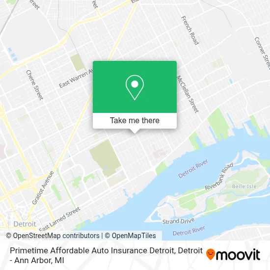 Primetime Affordable Auto Insurance Detroit map