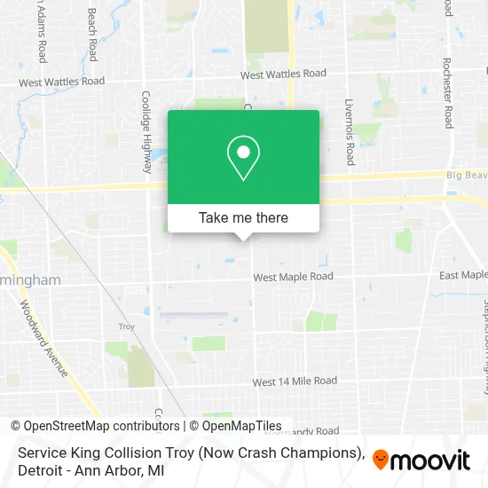 Service King Collision Troy (Now Crash Champions) map