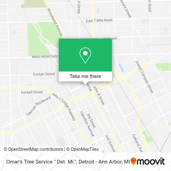 Omar's Tree Service " Det. Mi." map