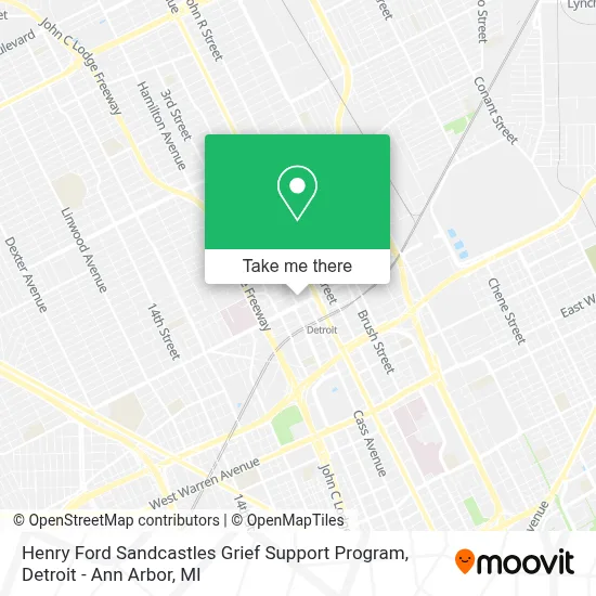 Henry Ford Sandcastles Grief Support Program map