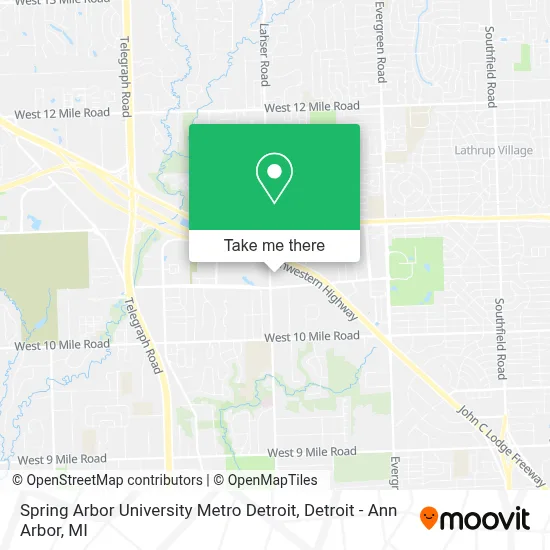 Spring Arbor University Metro Detroit map