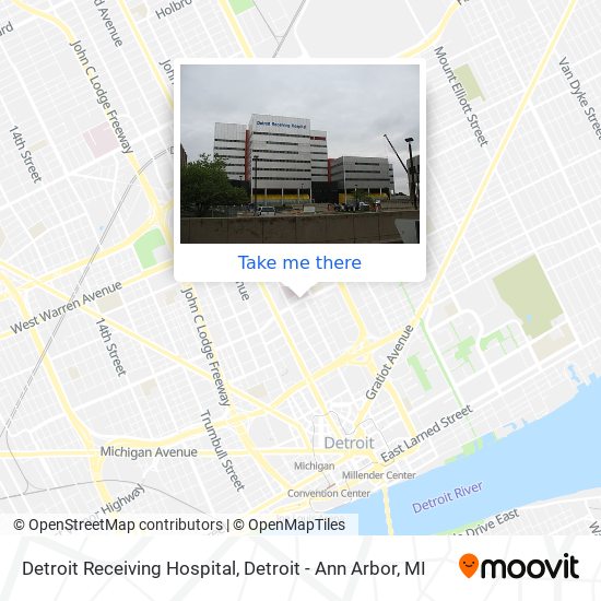 Mapa de Detroit Receiving Hospital