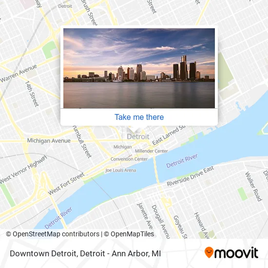 Downtown Detroit map