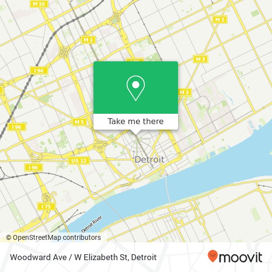 Mapa de Woodward Ave / W Elizabeth St