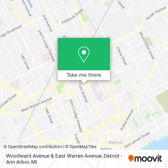 Woodward Avenue & East Warren Avenue map