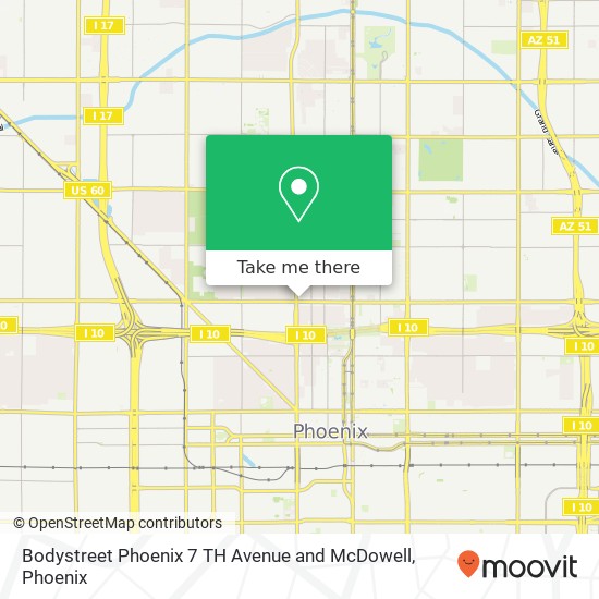 Bodystreet Phoenix 7 TH Avenue and McDowell map