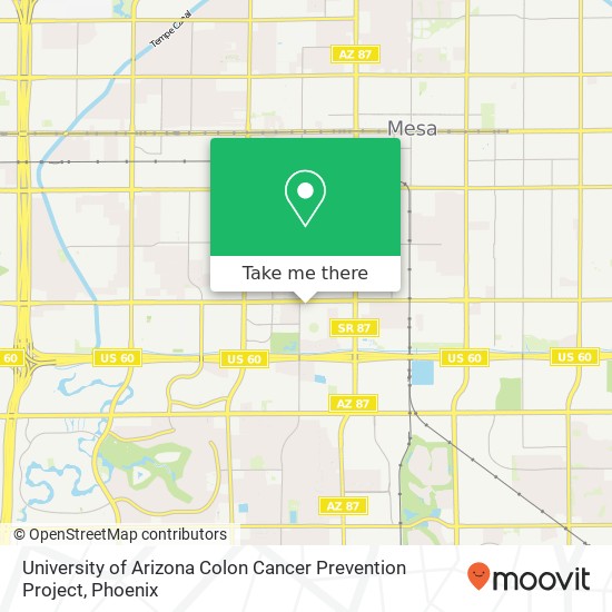 University of Arizona Colon Cancer Prevention Project map