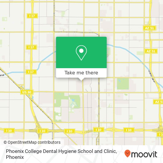 Mapa de Phoenix College Dental Hygiene School and Clinic