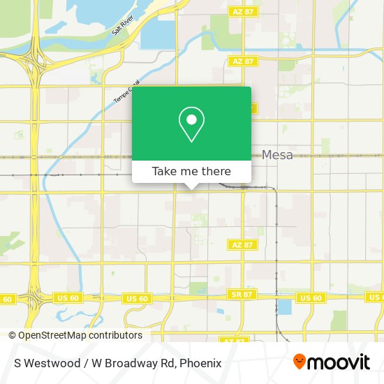 S Westwood / W Broadway Rd map