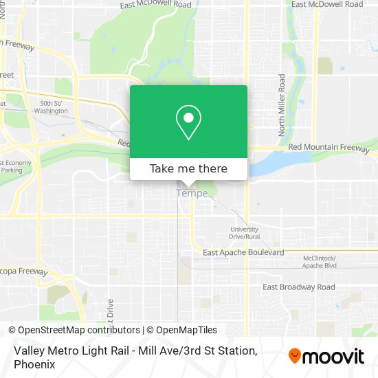 Mapa de Valley Metro Light Rail - Mill Ave / 3rd St Station