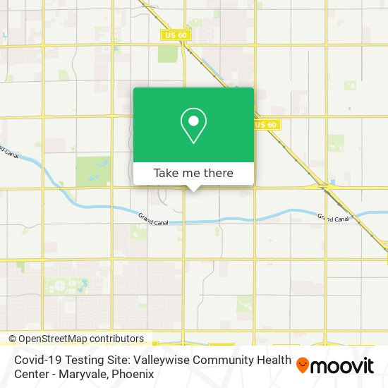 Mapa de Covid-19 Testing Site: Valleywise Community Health Center - Maryvale