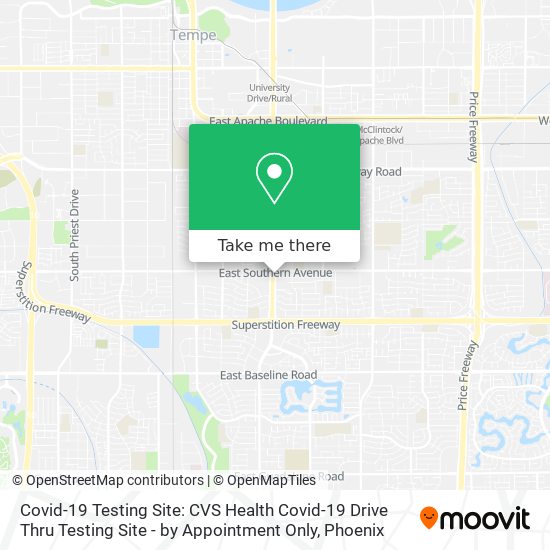 Covid-19 Testing Site: CVS Health Covid-19 Drive Thru Testing Site - by Appointment Only map