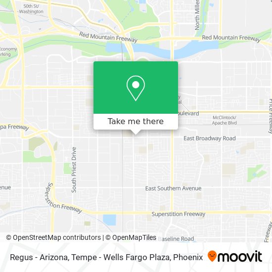 Mapa de Regus - Arizona, Tempe - Wells Fargo Plaza