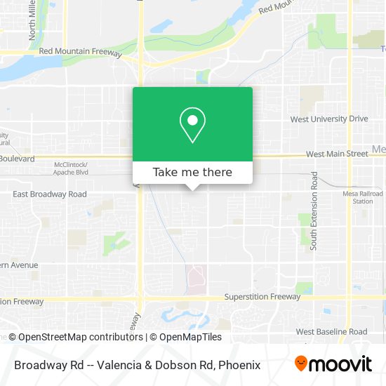 Broadway Rd -- Valencia & Dobson Rd map