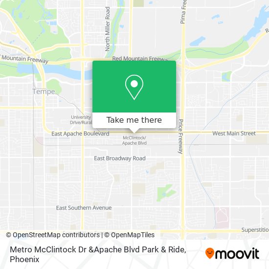 Mapa de Metro McClintock Dr &Apache Blvd Park & Ride