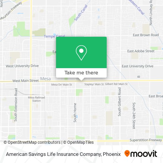 Mapa de American Savings Life Insurance Company