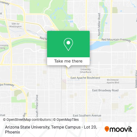 Mapa de Arizona State University, Tempe Campus - Lot 20