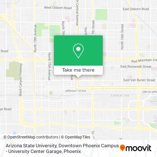Mapa de Arizona State University, Downtown Phoenix Campus - University Center Garage