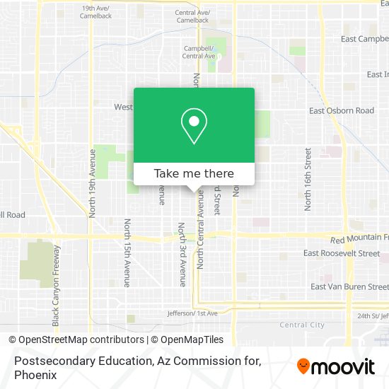 Mapa de Postsecondary Education, Az Commission for