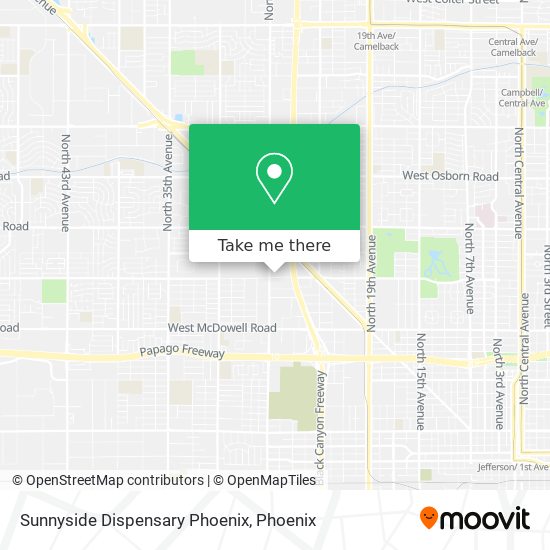 Sunnyside Dispensary Phoenix map