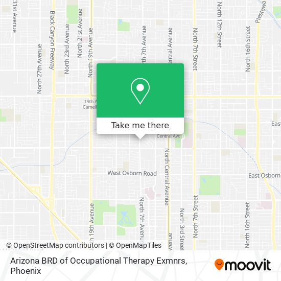 Mapa de Arizona BRD of Occupational Therapy Exmnrs