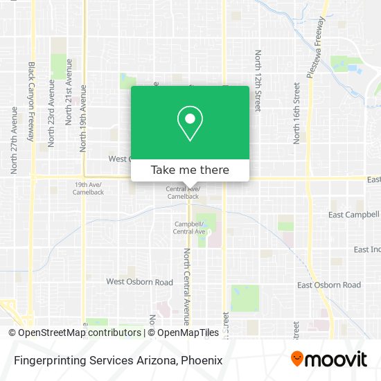 Mapa de Fingerprinting Services Arizona