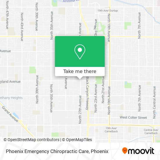 Phoenix Emergency Chiropractic Care map