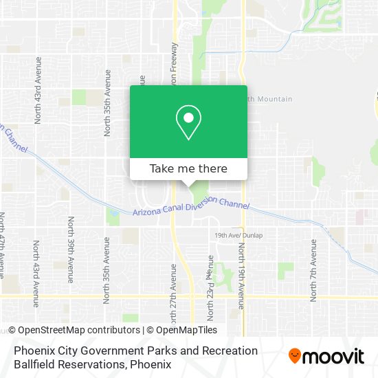 Mapa de Phoenix City Government Parks and Recreation Ballfield Reservations