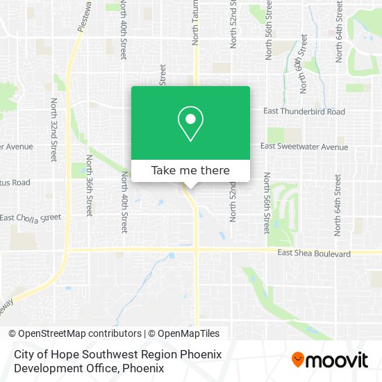 Mapa de City of Hope Southwest Region Phoenix Development Office