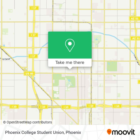 Phoenix College Student Union map