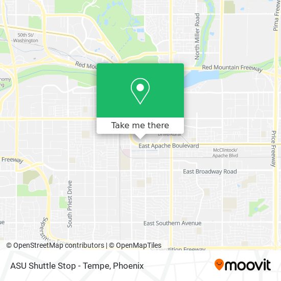 Mapa de ASU Shuttle Stop - Tempe