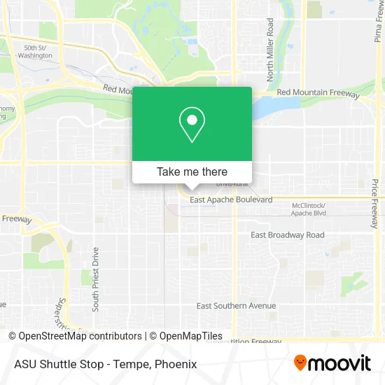 ASU Shuttle Stop - Tempe map