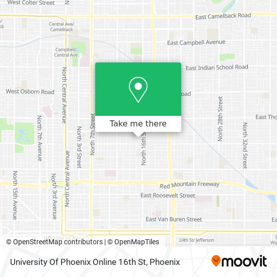 University Of Phoenix Online 16th St map