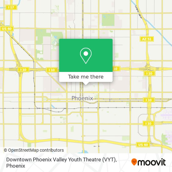 Mapa de Downtown Phoenix Valley Youth Theatre (VYT)