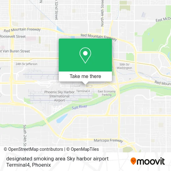 designated smoking area Sky harbor airport Terminal4 map