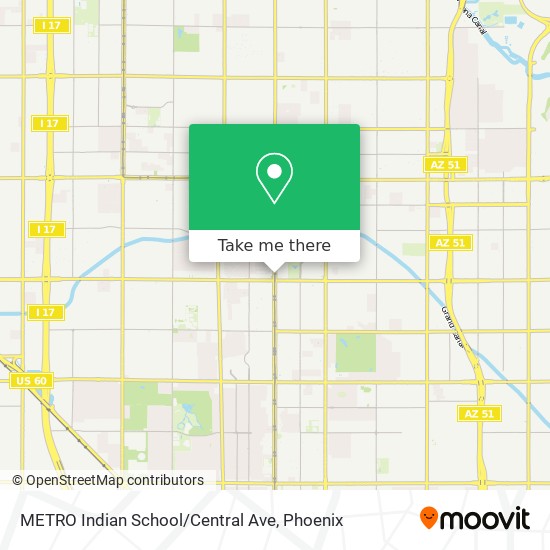 METRO Indian School / Central Ave map