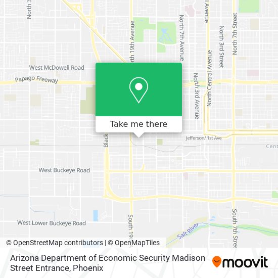 Arizona Department of Economic Security Madison Street Entrance map