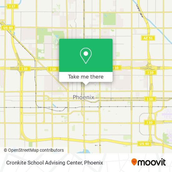 Mapa de Cronkite School Advising Center