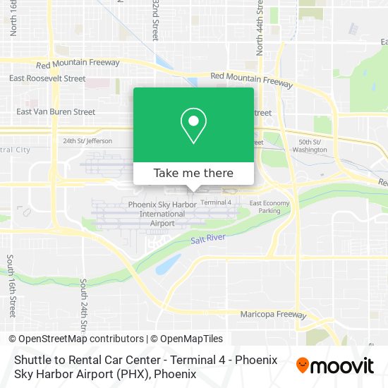 Shuttle to Rental Car Center - Terminal 4 - Phoenix Sky Harbor Airport (PHX) map