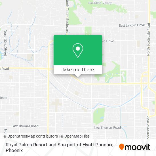 Royal Palms Resort and Spa part of Hyatt Phoenix map